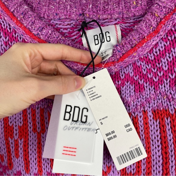 NWT Urban Outfitters BDG Noah Mystic Crew Neck Chunky Knit Sweater Top Pink S - Picture 7 of 10